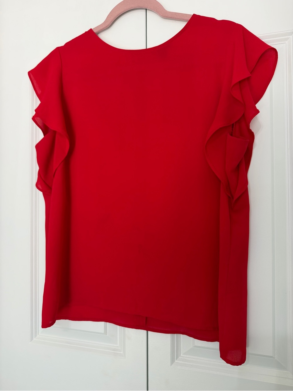 Ann Taylor Red Flutter Sleeve Blouse